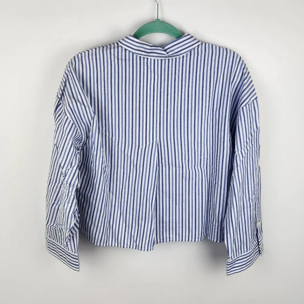 NWT Everlane Blue Stripe Button Up Collared PJ Pajama Shirt sz XS,S,M - Picture 2 of 7